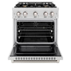 ZLINE 30 in. Dual Fuel Range 4.2 cu. ft. Gas Cooktop with 4 Brass Burners & Electric Convection Oven Satin Stainless Steel (HDRS-BR-30)