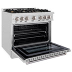 ZLINE 36 in. Dual Fuel Range 5.2 cu. ft. Gas Cooktop with 6 Brass Burners & Electric Convection Oven – Satin Stainless Steel (HDRS-BR-36)