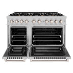 ZLINE 48 in. Dual Fuel Range 6.7 cu. ft. Double Oven with 8 Brass Burners, Satin Stainless Steel (HDRS-BR-48)