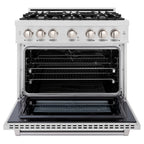 ZLINE 36 in. Dual Fuel Range 5.2 cu. ft. – 6 Burner Gas Cooktop, Electric Convection Oven, Satin Stainless Steel (HDRS-36)