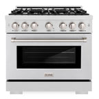 ZLINE 36 in. Dual Fuel Range 5.2 cu. ft. – 6 Burner Gas Cooktop, Electric Convection Oven, Satin Stainless Steel (HDRS-36)