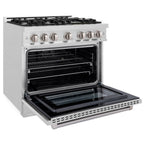 ZLINE 36 in. Dual Fuel Range 5.2 cu. ft. – 6 Burner Gas Cooktop, Electric Convection Oven, Satin Stainless Steel (HDRS-36)