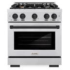 ZLINE 30 in. Select Dual Fuel Range 4.2 cu. ft. 4 Burner Gas Cooktop Electric Convection Oven Satin Stainless Steel Matte Black Accents (HDRSZ-30-MB)