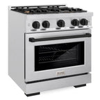 ZLINE 30 in. Select Dual Fuel Range 4.2 cu. ft. 4 Burner Gas Cooktop Electric Convection Oven Satin Stainless Steel Matte Black Accents (HDRSZ-30-MB)