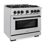 ZLINE 36 in. Dual Fuel Range 5.2 cu. ft. 6 Burner Gas Cooktop Electric Convection Oven Satin Stainless Steel with Matte Black Accents (HDRSZ-36-MB)