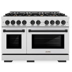 ZLINE 48 in. Dual Fuel Range 6.7 cu. ft. Double Oven with 8 Burner Gas Cooktop, Satin Stainless Steel with Matte Black Accents (HDRSZ-48-MB)