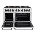 ZLINE 48 in. Dual Fuel Range 6.7 cu. ft. Double Oven with 8 Burner Gas Cooktop, Satin Stainless Steel with Matte Black Accents (HDRSZ-48-MB)