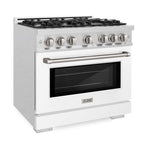 ZLINE 36 in. Dual Fuel Range 5.2 cu. ft. Gas Cooktop with 6 Burners, Electric Convection Oven, Satin Stainless Steel with White Matte Door (HDRS-WM-36)