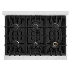 ZLINE 36 in. Gas Range 5.2 cu. ft. 6-Burner Cooktop Convection Oven Satin Stainless Steel with Black Matte Door (HGRS-BLM-36)
