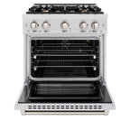 ZLINE 30 in. Gas Range 4.2 cu. ft. Convection Gas Oven 4 Brass Burners Satin Stainless Steel (HGRS-BR-30)