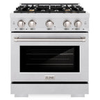 ZLINE 30 in. Gas Range 4.2 cu. ft. Convection Gas Oven 4 Brass Burners Satin Stainless Steel (HGRS-BR-30)