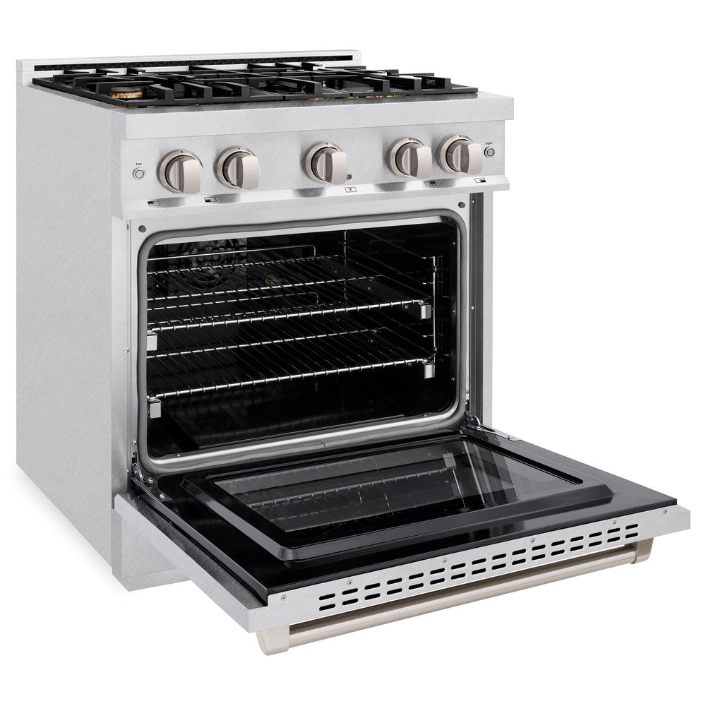 ZLINE 30 in. Gas Range 4.2 cu. ft. Convection Gas Oven 4 Brass Burners Satin Stainless Steel (HGRS-BR-30)