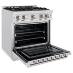 ZLINE 30 in. Gas Range 4.2 cu. ft. Convection Gas Oven 4 Brass Burners Satin Stainless Steel (HGRS-BR-30)