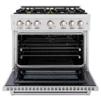 ZLINE 36 in. Gas Range 5.2 cu. ft. Convection Oven with 6 Brass Burners, Satin Stainless Steel (HGRS-BR-36)