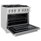 ZLINE 36 in. Gas Range 5.2 cu. ft. Convection Oven with 6 Brass Burners, Satin Stainless Steel (HGRS-BR-36)