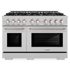 ZLINE 48 in. Gas Range 6.7 cu. ft. Double Oven, 8 Brass Burners, Satin Stainless Steel (HGRS-BR-48)
