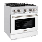 ZLINE 30 in. Gas Range 4.2 cu. ft. 4 Burner Cooktop Convection Gas Oven Satin Stainless Steel White Matte Door (HGRS-WM-30)