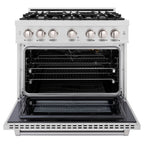 ZLINE 36 in. Gas Range 5.2 cu. ft. Capacity 6 Burners Convection Gas Oven Satin Stainless Steel (HGRS-36)