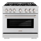 ZLINE 36 in. Gas Range 5.2 cu. ft. Capacity 6 Burners Convection Gas Oven Satin Stainless Steel (HGRS-36)