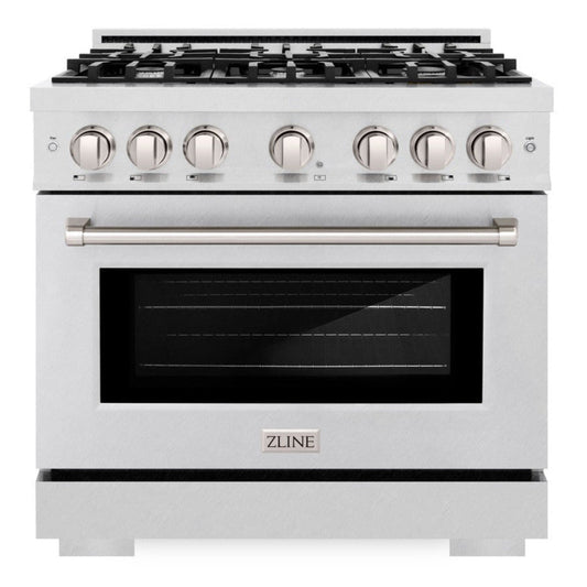 ZLINE 36 in. Gas Range 5.2 cu. ft. Capacity 6 Burners Convection Gas Oven Satin Stainless Steel (HGRS-36)
