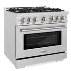 ZLINE 36 in. Gas Range 5.2 cu. ft. Capacity 6 Burners Convection Gas Oven Satin Stainless Steel (HGRS-36)