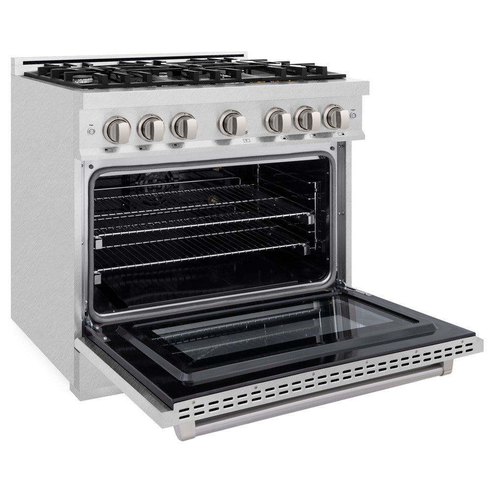 ZLINE 36 in. Gas Range 5.2 cu. ft. Capacity 6 Burners Convection Gas Oven Satin Stainless Steel (HGRS-36)