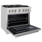 ZLINE 36 in. Gas Range 5.2 cu. ft. Capacity 6 Burners Convection Gas Oven Satin Stainless Steel (HGRS-36)
