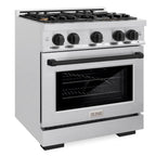 ZLINE 30 in. Gas Range 4.2 cu. ft. 4 Burner Cooktop Convection Oven Satin Stainless Steel Matte Black Accents (HGRSZ-30-MB)