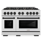 ZLINE 48 in. Double Oven Gas Range 6.7 cu. ft. Select Series with 8 Burner Cooktop, Satin Stainless Steel with Matte Black Accents (HGRSZ-48-MB)