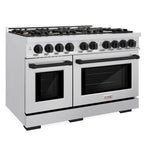 ZLINE 48 in. Double Oven Gas Range 6.7 cu. ft. Select Series with 8 Burner Cooktop, Satin Stainless Steel with Matte Black Accents (HGRSZ-48-MB)