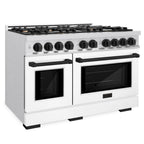 ZLINE 48 in. Double Oven Gas Range 6.7 cu. ft. 8 Burner Cooktop Satin Stainless Steel White Matte Doors Matte Black Accents (HGRSZ-WM-48-MB)