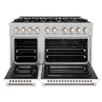 ZLINE 48 in. Gas Range Double Oven 6.7 cu. ft. 8 Burner Cooktop Satin Stainless Steel with White Matte Doors (HGRS-WM-48)