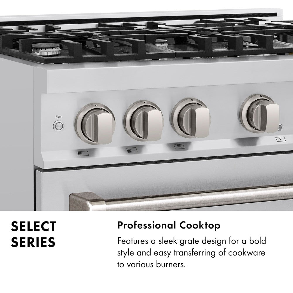 ZLINE 36 in. Dual Fuel Range 5.2 cu. ft. 6 Burner Gas Cooktop Electric Convection Oven Stainless Steel, MODEL HDR36