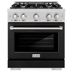 ZLINE 30 in. Select Dual Fuel Range, 4.2 cu. ft., 4 Gas Burners, Electric Convection Oven, Stainless Steel with Black Matte Door (HDR-BLM-30)