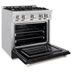 ZLINE 30 in. Select Dual Fuel Range, 4.2 cu. ft., 4 Gas Burners, Electric Convection Oven, Stainless Steel with Black Matte Door (HDR-BLM-30)