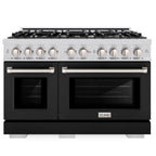 ZLINE 48-Inch Select Double Oven Gas Range with 8 Burners, 6.7 cu. ft., Stainless Steel with Black Matte Doors (HGR-BLM-48)