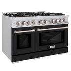 ZLINE 48-Inch Select Double Oven Gas Range with 8 Burners, 6.7 cu. ft., Stainless Steel with Black Matte Doors (HGR-BLM-48)