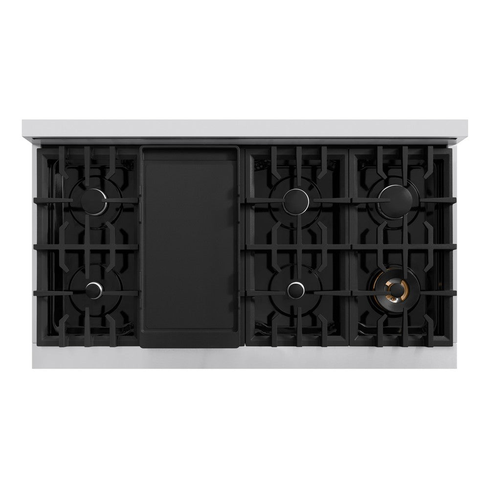 ZLINE 48-Inch Select Double Oven Gas Range with 8 Burners, 6.7 cu. ft., Stainless Steel with Black Matte Doors (HGR-BLM-48)