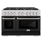 ZLINE 48 in. Select Double Oven Dual Fuel Range, 6.7 cu. ft., 8 Burners, Stainless Steel with Black Matte Doors (HDR-BLM-48)