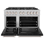 ZLINE 48 in. Select Double Oven Dual Fuel Range, 6.7 cu. ft., 8 Burners, Stainless Steel with Black Matte Doors (HDR-BLM-48)