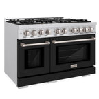 ZLINE 48 in. Select Double Oven Dual Fuel Range, 6.7 cu. ft., 8 Burners, Stainless Steel with Black Matte Doors (HDR-BLM-48)