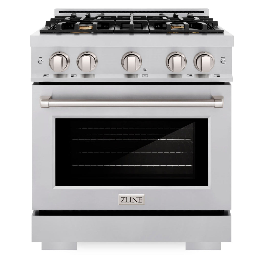ZLINE 30 in. 4.2 cu. ft. Select Dual Fuel Range with 4 Brass Burners in Stainless Steel (HDR-BR-30)