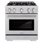ZLINE 30 in. 4.2 cu. ft. Select Dual Fuel Range with 4 Brass Burners in Stainless Steel (HDR-BR-30)