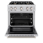 ZLINE 30 in. 4.2 cu. ft. Select Dual Fuel Range with 4 Brass Burners in Stainless Steel (HDR-BR-30)