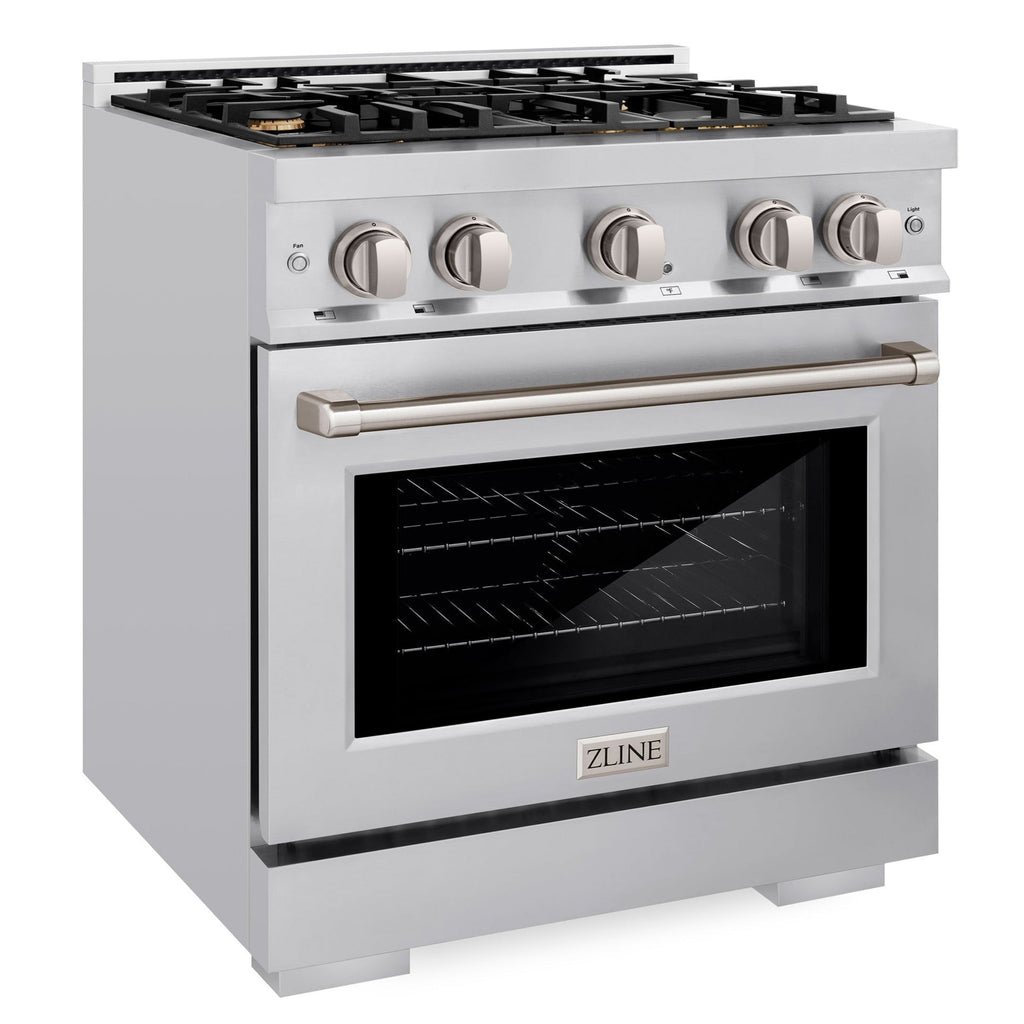 ZLINE 30 in. 4.2 cu. ft. Select Dual Fuel Range with 4 Brass Burners in Stainless Steel (HDR-BR-30)