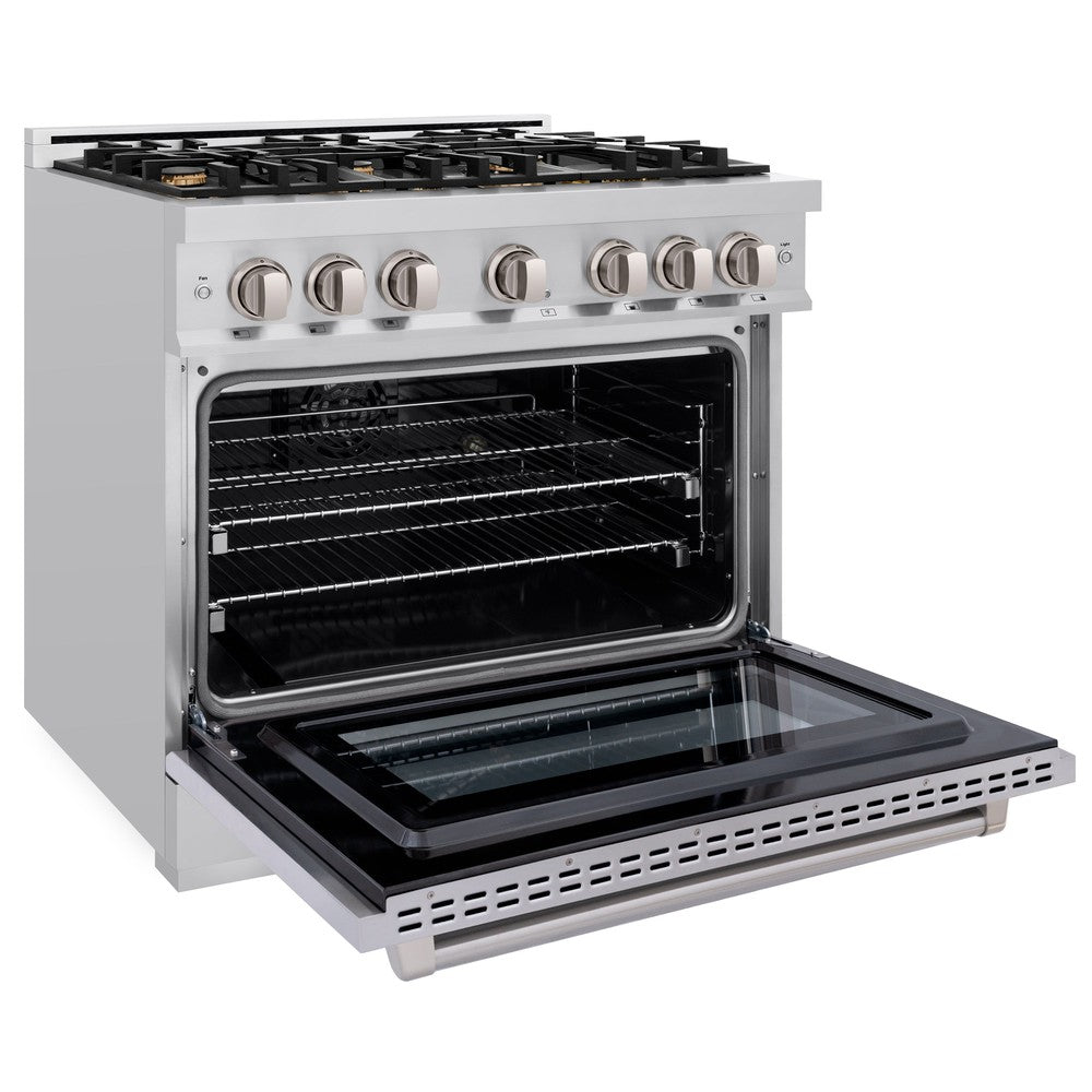 ZLINE 36 in. Select Dual Fuel Range 5.2 cu. ft. Stainless Steel with 6 Brass Burners (HDR-BR-36)