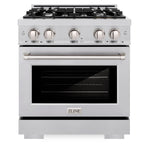 ZLINE 30 in. Select Dual Fuel Range, 4.2 cu. ft. Electric Convection Oven, 4 Burner Gas Cooktop, Satin Stainless Steel (HDRS-30)