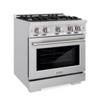 ZLINE 30 in. Select Dual Fuel Range, 4.2 cu. ft. Electric Convection Oven, 4 Burner Gas Cooktop, Satin Stainless Steel (HDRS-30)