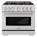 ZLINE 36 in. Dual Fuel Range 5.2 cu. ft. 6 Burner Gas Cooktop Electric Convection Oven Stainless Steel, MODEL HDR36