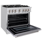 ZLINE 36 in. Dual Fuel Range 5.2 cu. ft. 6 Burner Gas Cooktop Electric Convection Oven Stainless Steel, MODEL HDR36